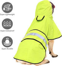 Waterproof Dog Raincoat, Adjustable Pet Rain Coats - Neon Green / Small - image 2