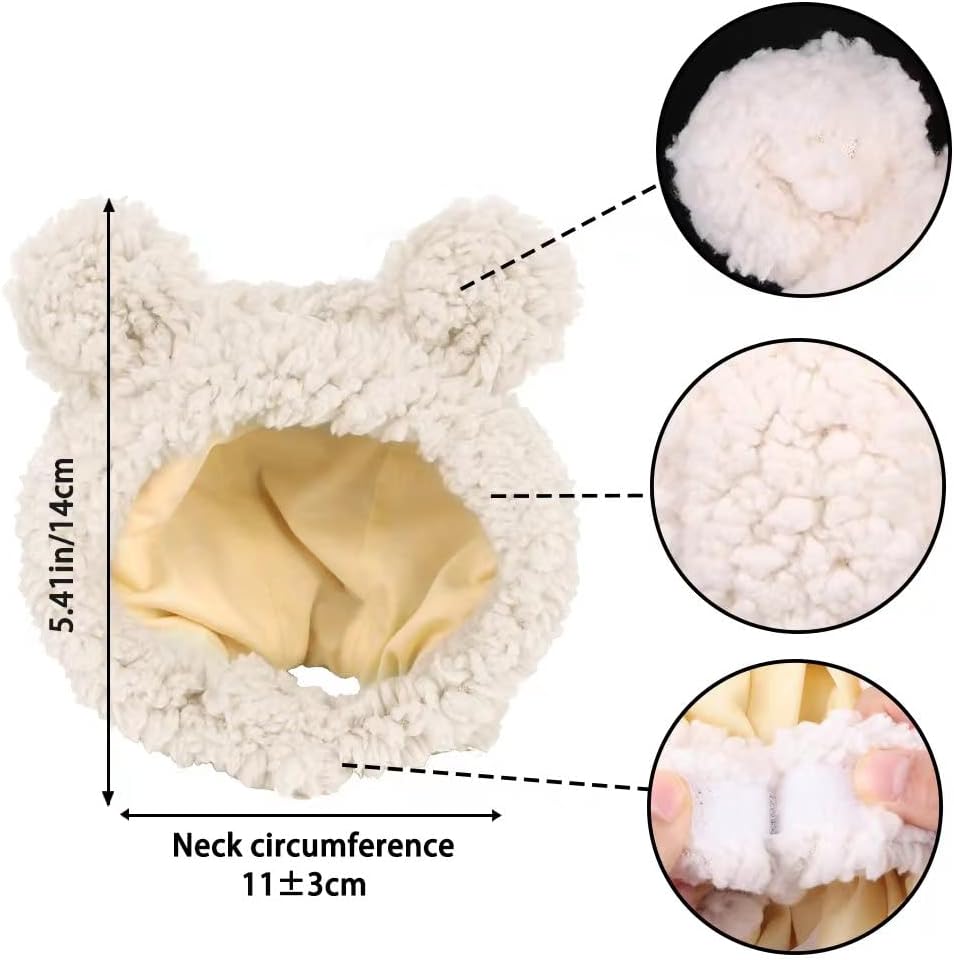 JOICEE Cute Cat Costume Warm Bear Hat Adjustable Small Pet Headwear - White - image 3
