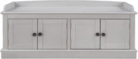 Storage Bench with 4 Doors and Adjustable Shelves, Shoe Bench with Removable Cushion for Living Room, Entryway 42.7" L x 16" W x 17.4" H (Gray Wash)