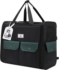 Dog Backpack, Pet Backpack with Breathable Mesh, Pet Travel Carrier with Soft Padded, Reinforced Support, Airline Approved Cat Backpack(Black)