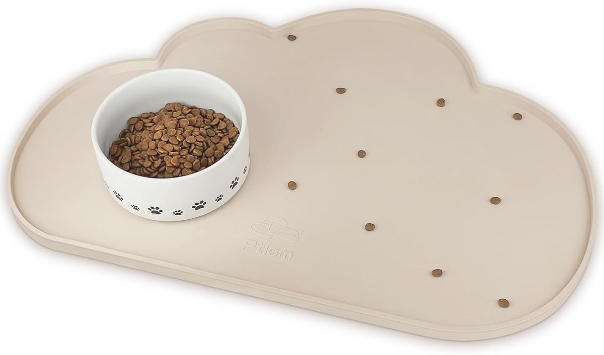 Silicone Pet Placemat for Dogs and Cats - 23.4"L x 15.7"W / Beige