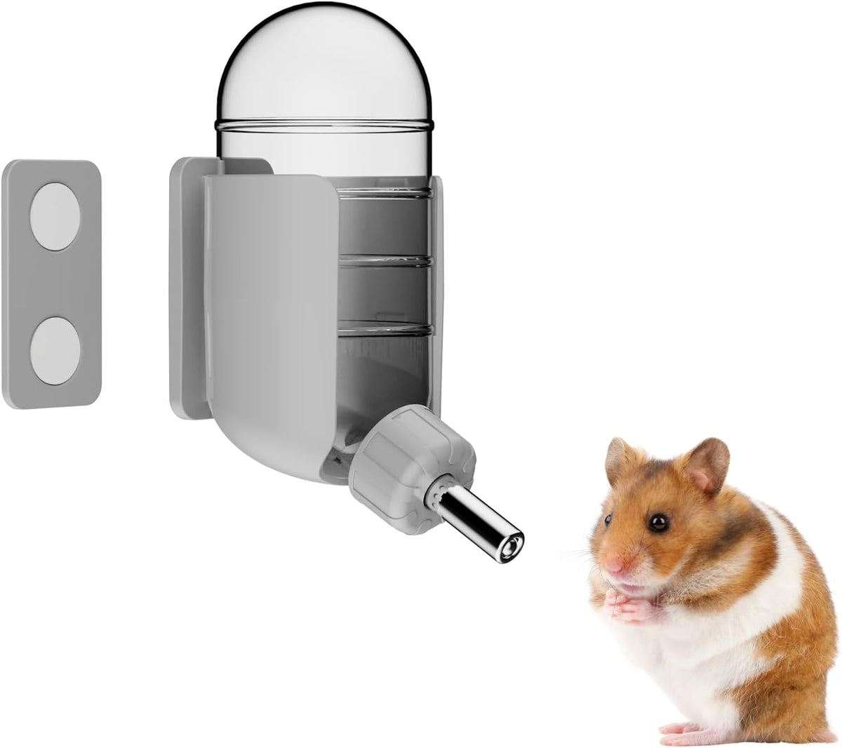 Hamster Water Bottle with Magnetic Holder - Grey / 4 oz (Magnetic-Mounted)