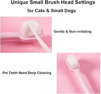 Cat Toothbrush, Soft Small Dog Dental Toothbrush Silicone, Easy Teeth Cleaning Head, Pet Deep Clean Dense Brush, Safe and Effective Oral Care, Brush Away Bad Breath, Easy to Handle, Blue