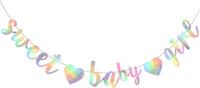 BEISHIDA Pre-Strung Glitter Champagne Girl Baby Banner Baby Shower - Iridescent​