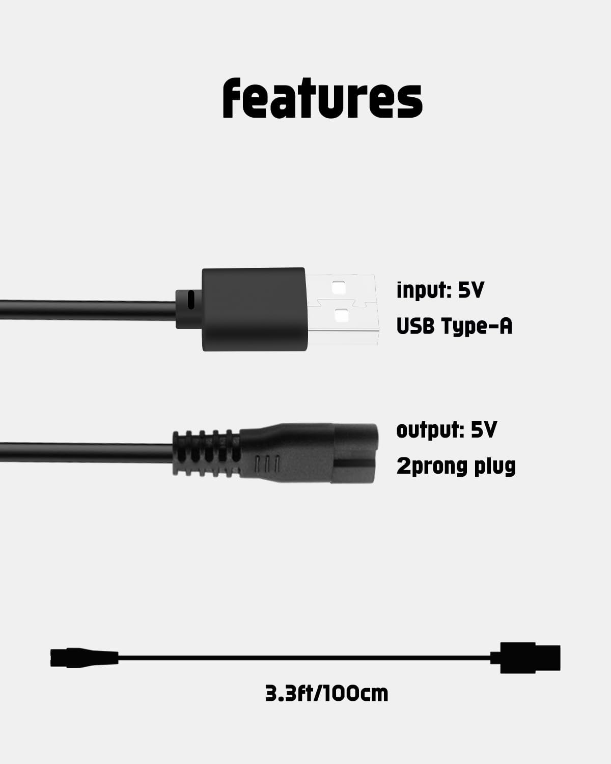 uijino USB charging cable for HOLDOG B8 dog clippers with cleaning brush - view 4