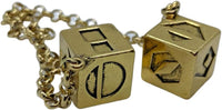 Custom 3d Stuff large antique weathered gold plated smuggler's dice on a 10.5 inch chain
