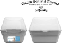 Petfamily Cat Litter Box, Large Foldable Jumbo Hooded with Transparent Lid,Grey