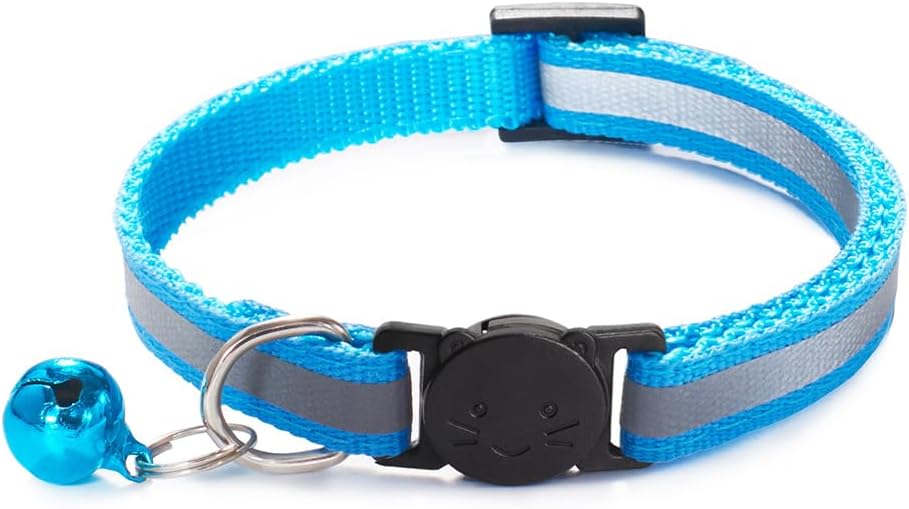 6 pack of reflective nylon cat collars with colored bells - view 4