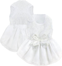 ASENKU Dog Dress Pet Wedding Dress Puppy Birthday Party Outfit - White / X-Large