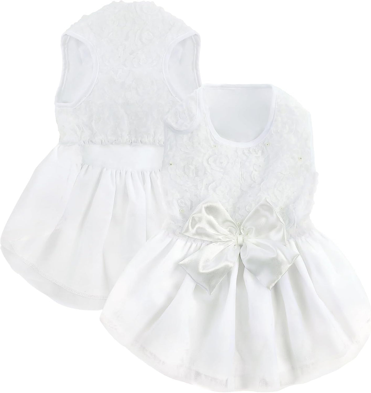 ASENKU Dog Dress Pet Wedding Dress Puppy Birthday Party Outfit - White / X-Large