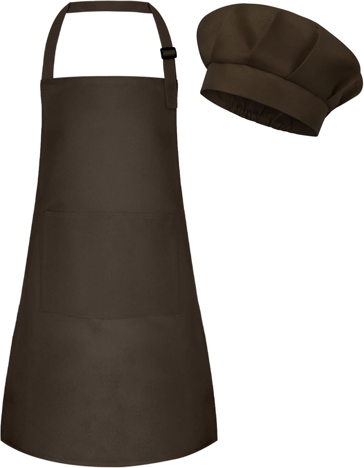 Kids Apron and Chef Hat Set Adjustable Child Art Aprons with 2 - H-brown / Large