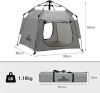 Outdoor Waterproof Pet Automatic Camping Tent, Pop up Cave Bed for Indoor Cats and Small Dogs, Portable Cat House Dog House, Grey.