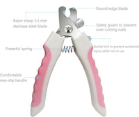 Pet Nail Clippers and Trimmers Set Safety Guard to Avoid Over Cutting - Pink - image 2