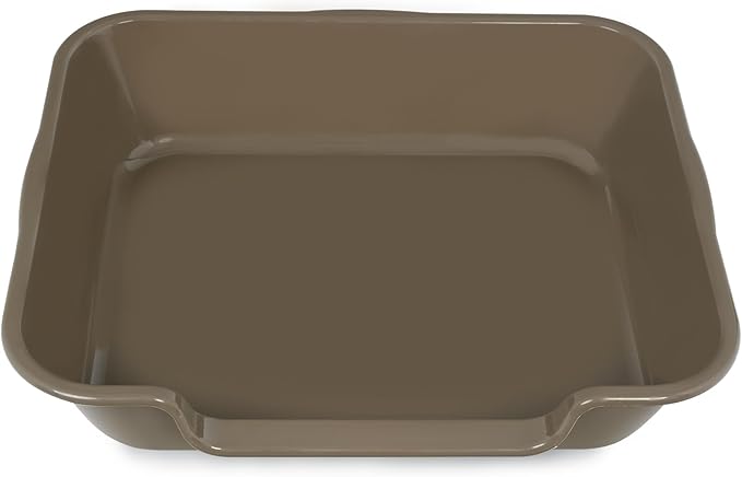 2 Pack of Extra Large Cat Litter Box (ABS Material), Low Entry Senior Litter Pen for Geriatric Kitty Big Cats, Jumbo Pet Safe Litter Boxes Tray for Pets Potty (Light Brown, 24" L x 20" W)