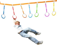 Swing Gymnastic Ring Warrior Obstacle Course Slackline Climb Trapeze - 2 Pack / Light Blue - image 3