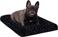 KSIIA Washable Dog Bed Medium Size Dog Crate Bed Plush Pet Mat - Black / 23.0"L x 18.0"W x 3.0"Th