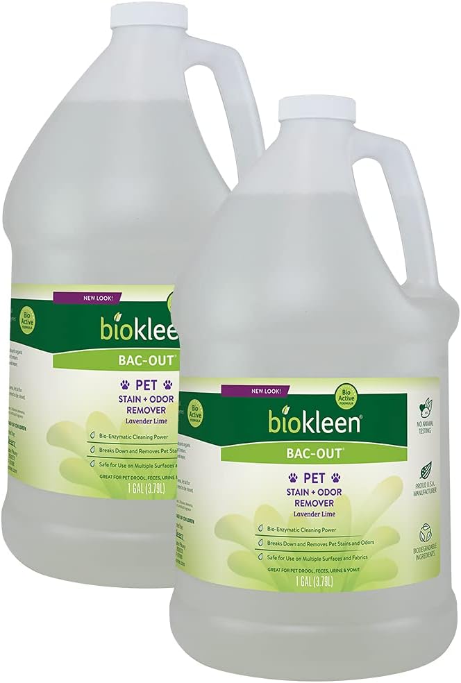 Biokleen Bac-Out Pet Urine Odor Eliminator, Enzymatic, Natural - 128 Oz (Pack of 2)