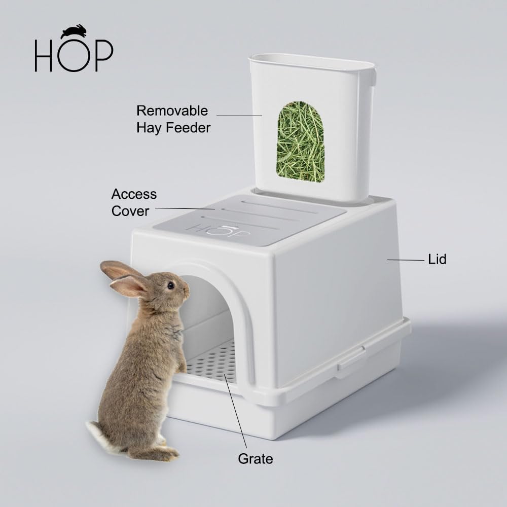 HOP Rabbit Litter Box, Less Mess with Built-in Hay Feeder Designed for Rabbits/Bunnies. Includes - GRID ONLY - image 4