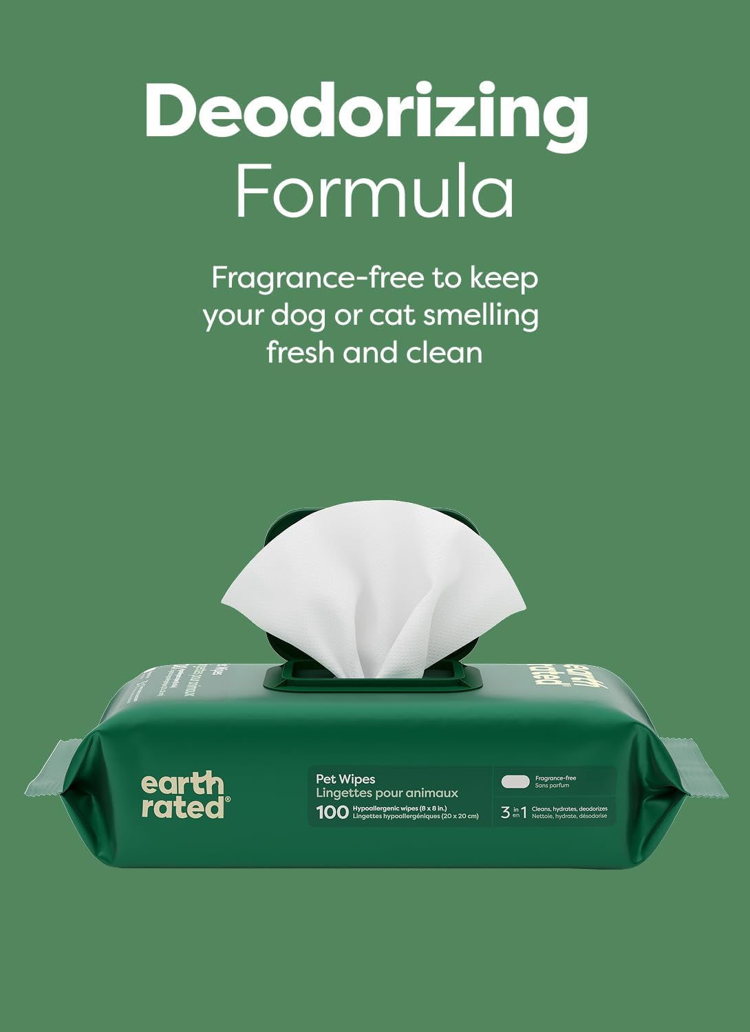 Earth Rated Dog Wipes for Paws & Butt, Deodorizing - Unscented / 200 Grooming Wipes - image 3