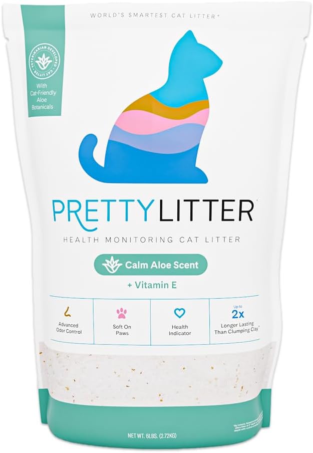 PrettyLitter Health Monitoring Cat Litter - Calm Aloe / 6 LB (Pack of 1)