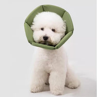 Cat Cone Collar - Soft Waterproof Elizabethan for Cats, Cute Green Flower Anti-Lick Recovery Collar, Adjustable Healing Collar for Wound Care & Surgery，L