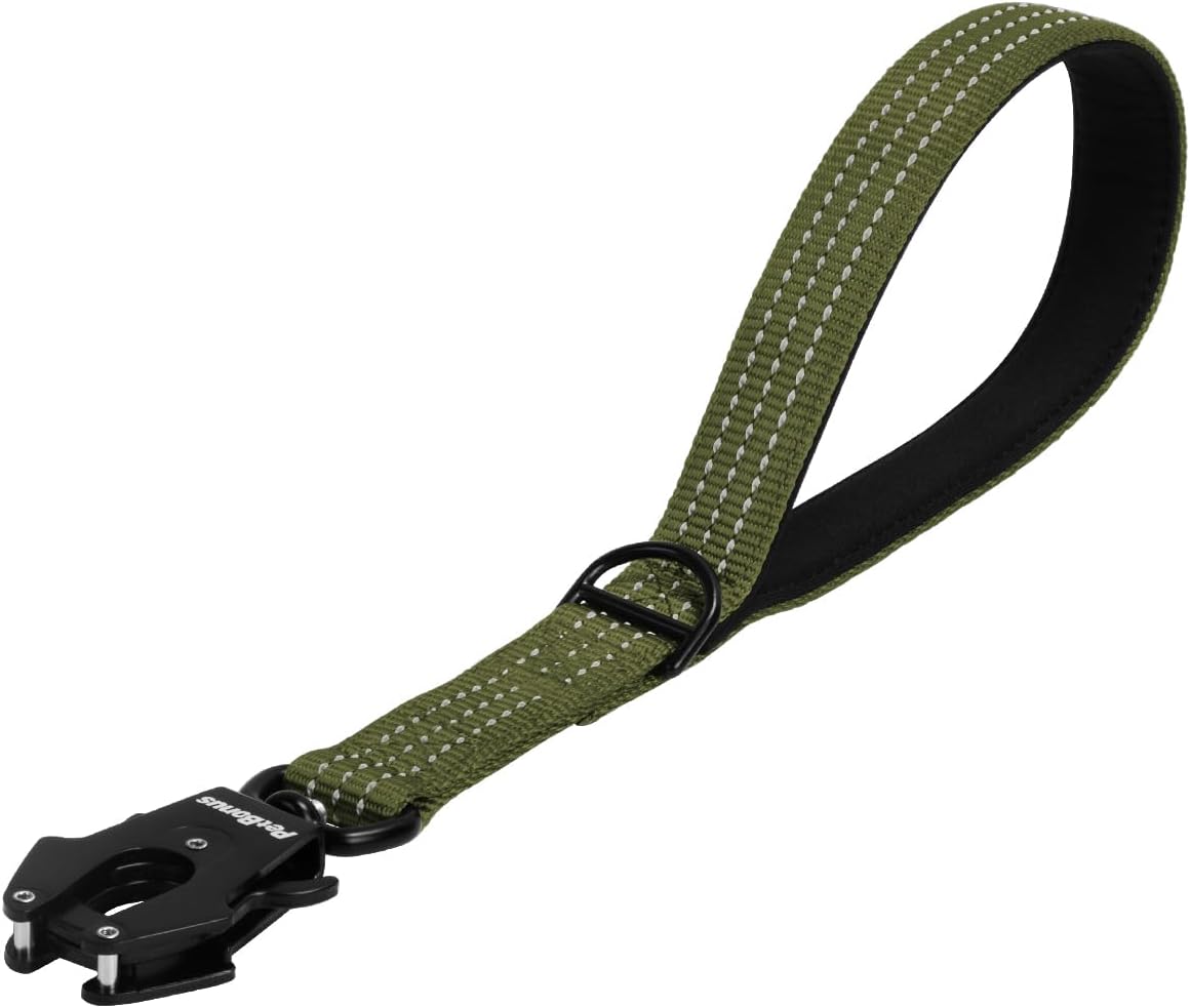 Heavy Duty Short Dog Leash - Army Green / 12 Inch