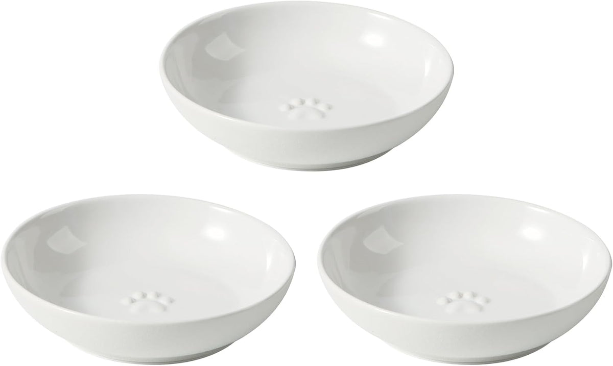 Elevated Cat Bowls, Cat Food and Water Bowl Set - White / 3 Bowls