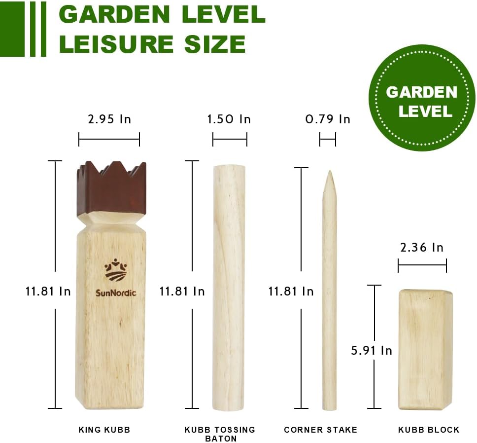 SunNordic rubber wood Kubb yard game set with king, blocks, batons and canvas carry bag - view 18