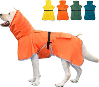 Dog Raincoat Waterproof Adjustable Rain Jacket Small Dogs Green - Orange / 6XL-Fit for 91-110 pounds