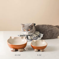 Nihow Ceramic Basic Cat Bowls: 5 Inch Cat Bowl for Food & Water - Food Grade Cat Dish for Small-Sized Cat - Microwave & Dishwasher Safe -Elegant Brown (4.25 OZ /1 PC)