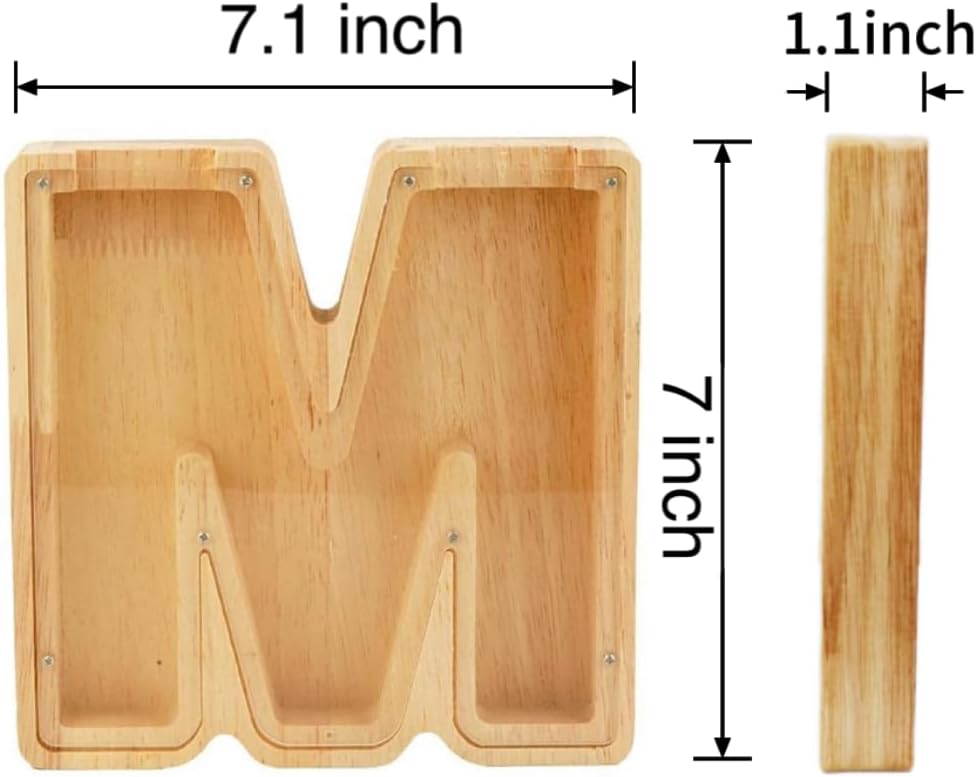 WeiDu77 wooden alphabet letter piggy bank with clear plexiglass front - view 17
