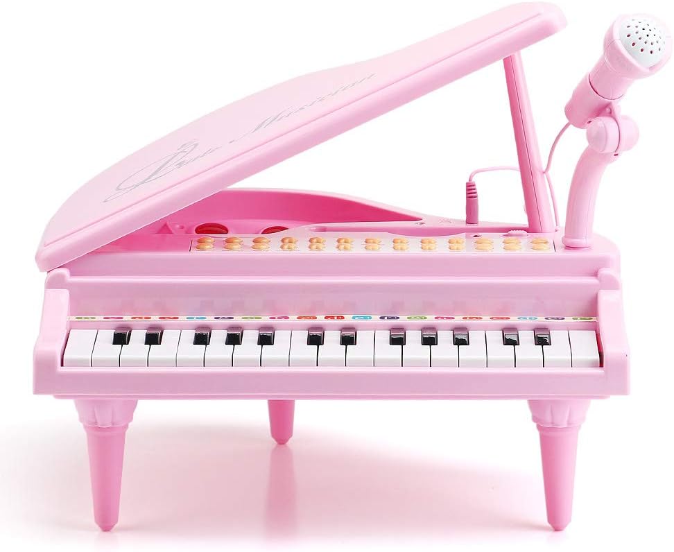 Amy&Benton pink 37-key kids piano keyboard with stand, microphone and stool - view 6