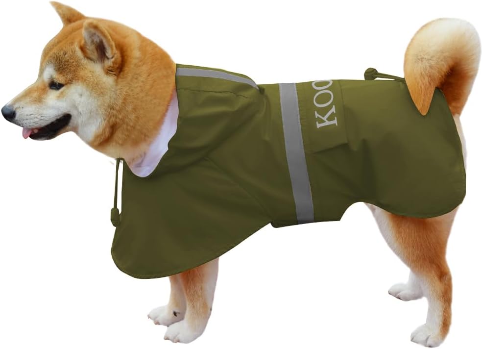 Dog Raincoat Waterproof Hooded, Medium Dogs - Green / 3XL-Fit for 33 to 44 pounds