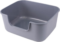 Large Cat Litter Box with High Sides, Cat Boxes for Indoor Cats - Long Side Entry-Grey