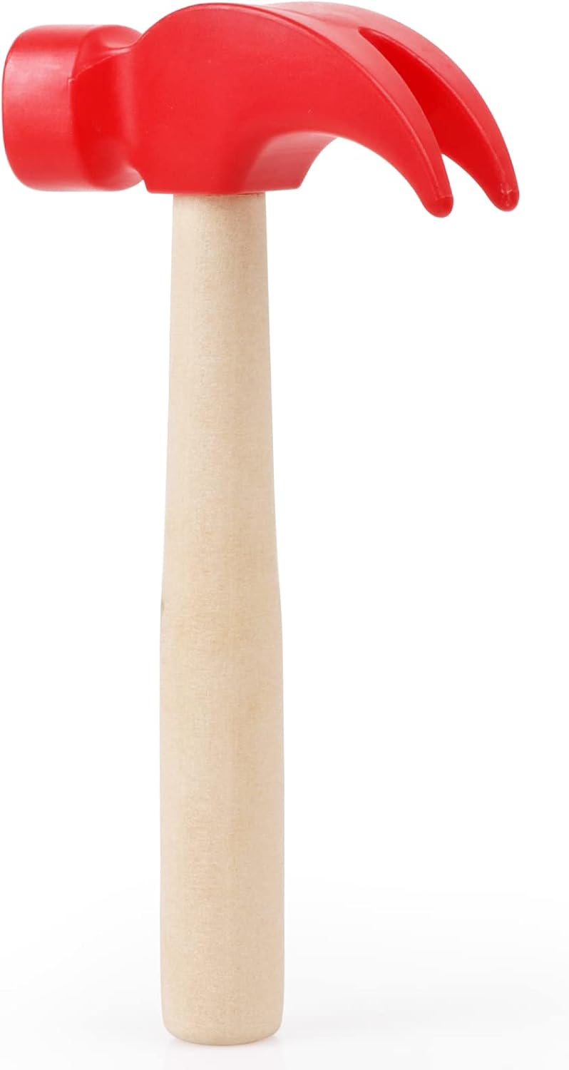 Fowecelt Wooden Hammer Toys Simulation Hammers Maintenance Tools - Red - image 3