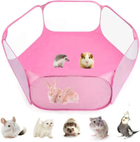 Small Animals Tent, Breathable Transparent Pet Playpen Pop Open Outdoor/Indoor Exercise Fence - Pink / TPU Carrier+Playpen - image 4