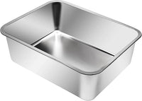 Kichwit Extra Large Stainless Steel Open Cat Litter Box with High Sides, Metal Litter Pan for Cat, 23.6 x 15.7 x 5.9 Inches