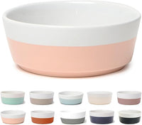 Waggo Dipper Ceramic Dog Bowl for Small and Large Breeds - Heavyweight and Durable Pet Food and Water Dish Crock, Dishwasher Safe, Modern (Rose, Medium)