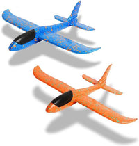 WenToyce 2 pack of 17.5 inch throwing foam airplanes with tail wing slots