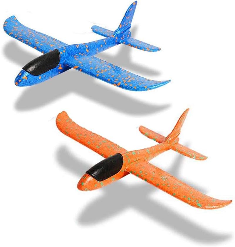 WenToyce 2 pack of 17.5 inch throwing foam airplanes with tail wing slots