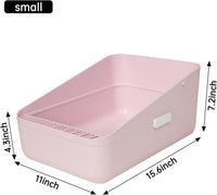 Open Cat Litter Box:Odor Reducing Anti Splash Design – Daily Care for Cats - Pink Small - image 4