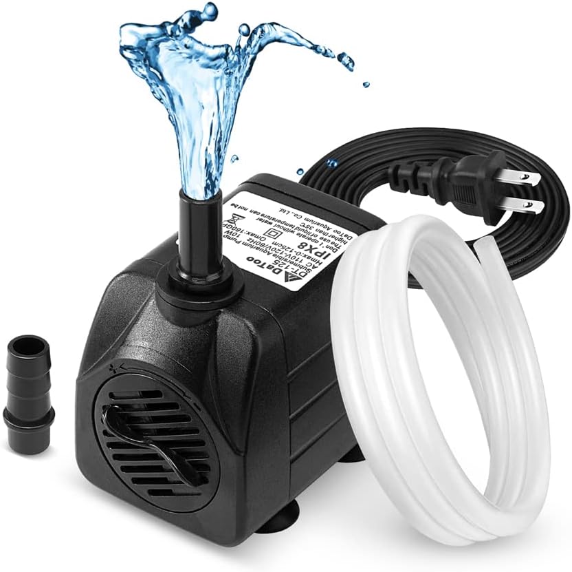 DaToo 50GPH 3W Small Submersible Water Pump Mini Fountain Pump Ultra - 10W 160GPH (With 3.3ft Free Tubing)
