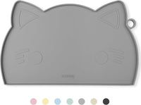 Coomazy Cat Food & Water Mat Thicker Non-Slip Silicone Mat - Gray / 17.7''L x 10''W