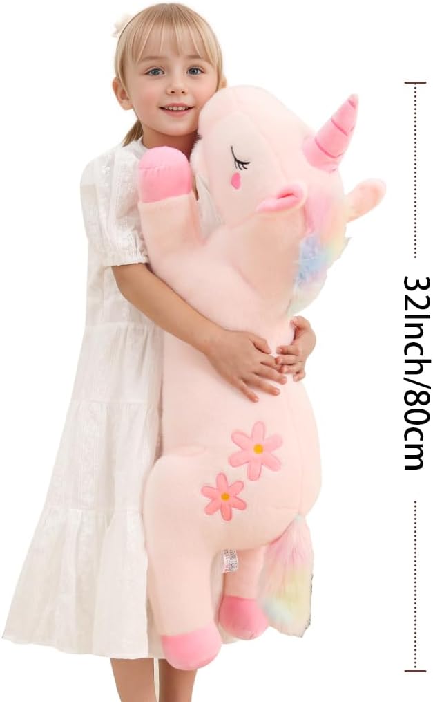 32inch Cute Giant Pink Unicorn Plush, Jumbo Soft Body Pillow Pet - 32 Inch Unicorn / 32 inch - image 2