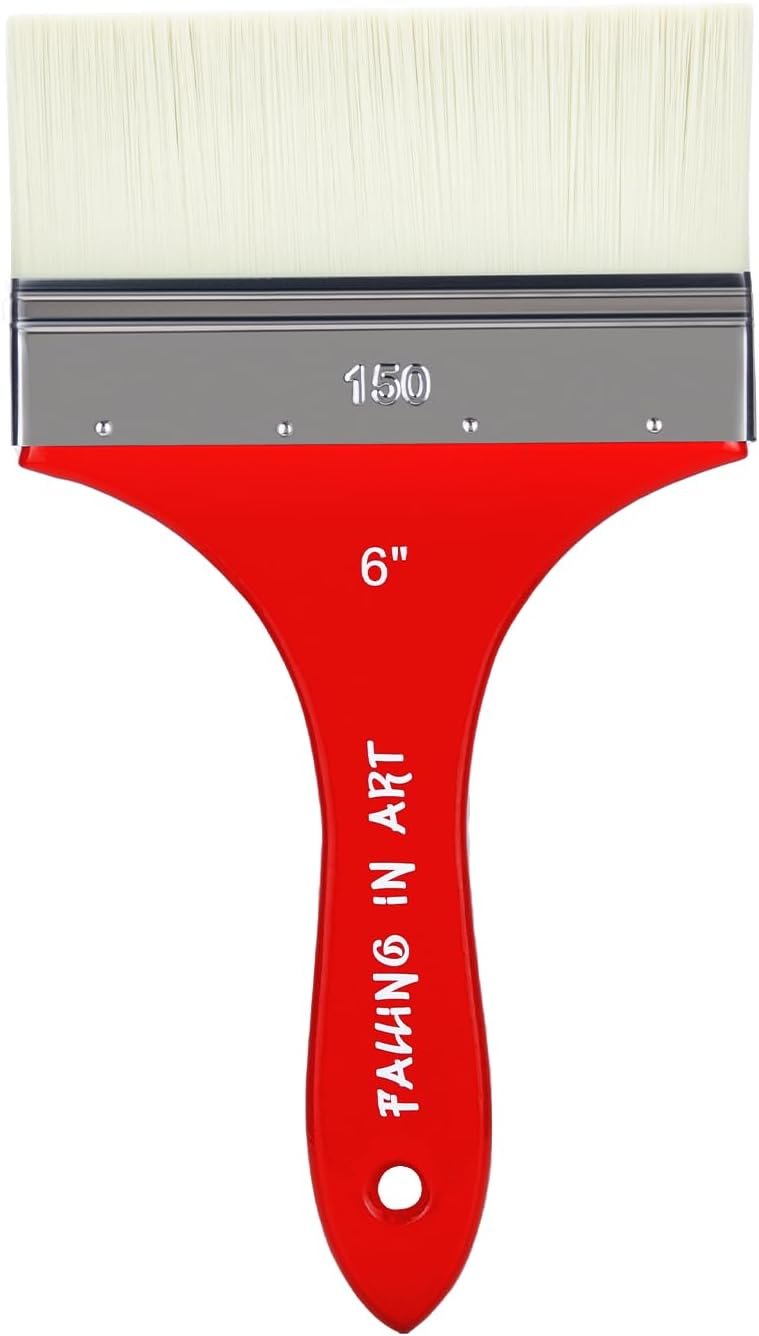 Falling in Art large 8 inch flat paddle paint brush with stainless steel ferrule