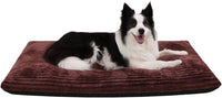KSIIA Washable Dog Crate Bed Kennel Mat for Large Dogs - Brown / 35.0"L x 23.0"W x 3.0"Th