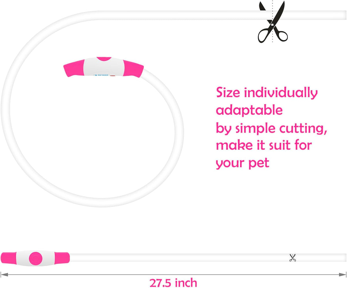 Led Dog Collar, BSEEN USB Rechargeable Flash Light up Dog Collar – Essentials for Dogs - Pink - image 3