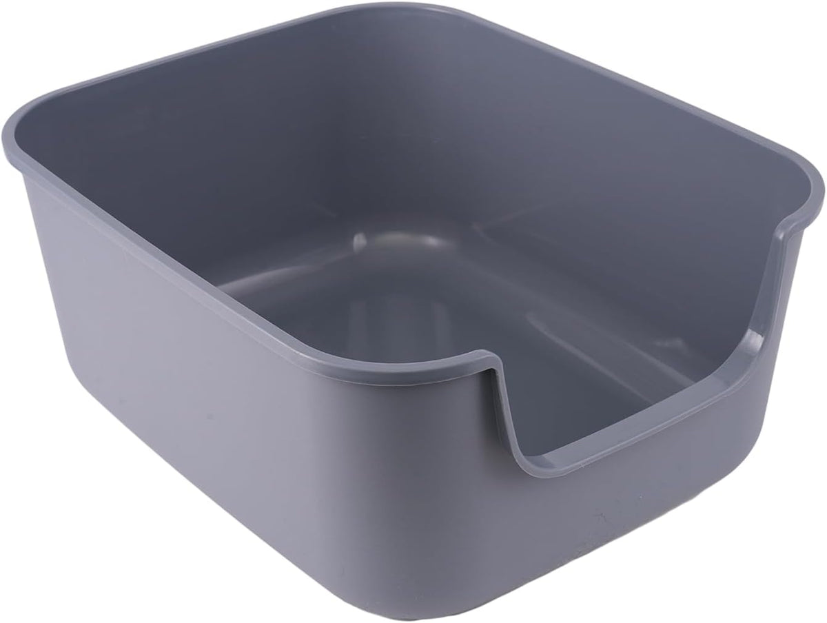 Large Cat Litter Box with High Sides, Cat Boxes for Indoor Cats - Grey