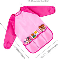 KUUQA Waterproof Children Art Smock Kids Art Aprons – Fun for Kids & Family - Green+light Pink / 2 - image 3