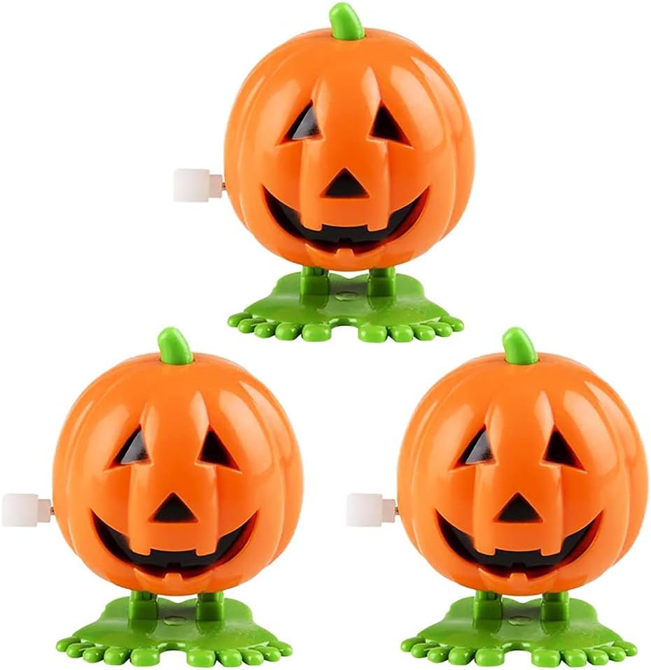 The Dreidel Company 2 inch Halloween pumpkin wind-up toys, 3 pack - view 2